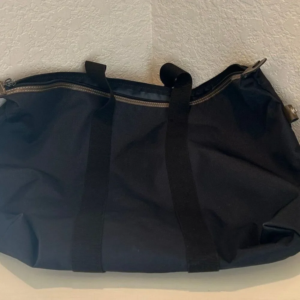 Dunhill Carry On Travel Bag Black Canvas Leather Trim Minimalist Weekender Tote